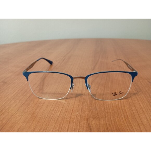 RAY-BAN RB6433 3041 Navy Blue Silver Half Rimless Eyeglasses Frame 53-19-145 - Picture 2 of 8